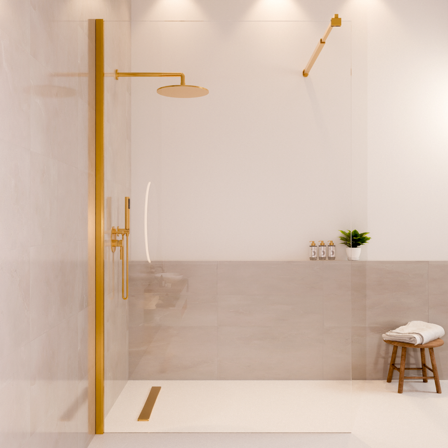 Duschwand Lima 120 x 200 cm – Glänzendes Gold – Nano-Beschichtung