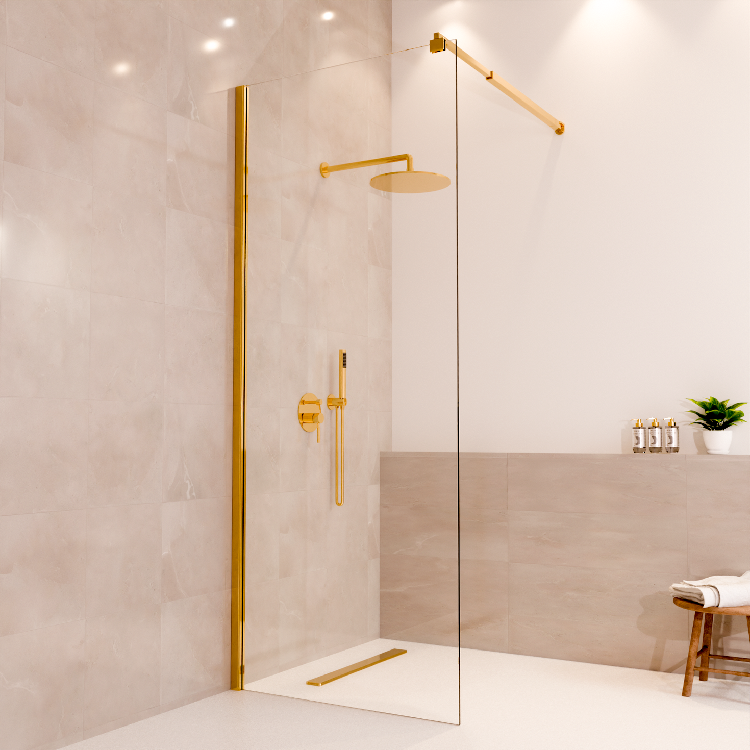 Duschwand Lima 80 x 200 cm – Glänzendes Gold – Nano-Beschichtung