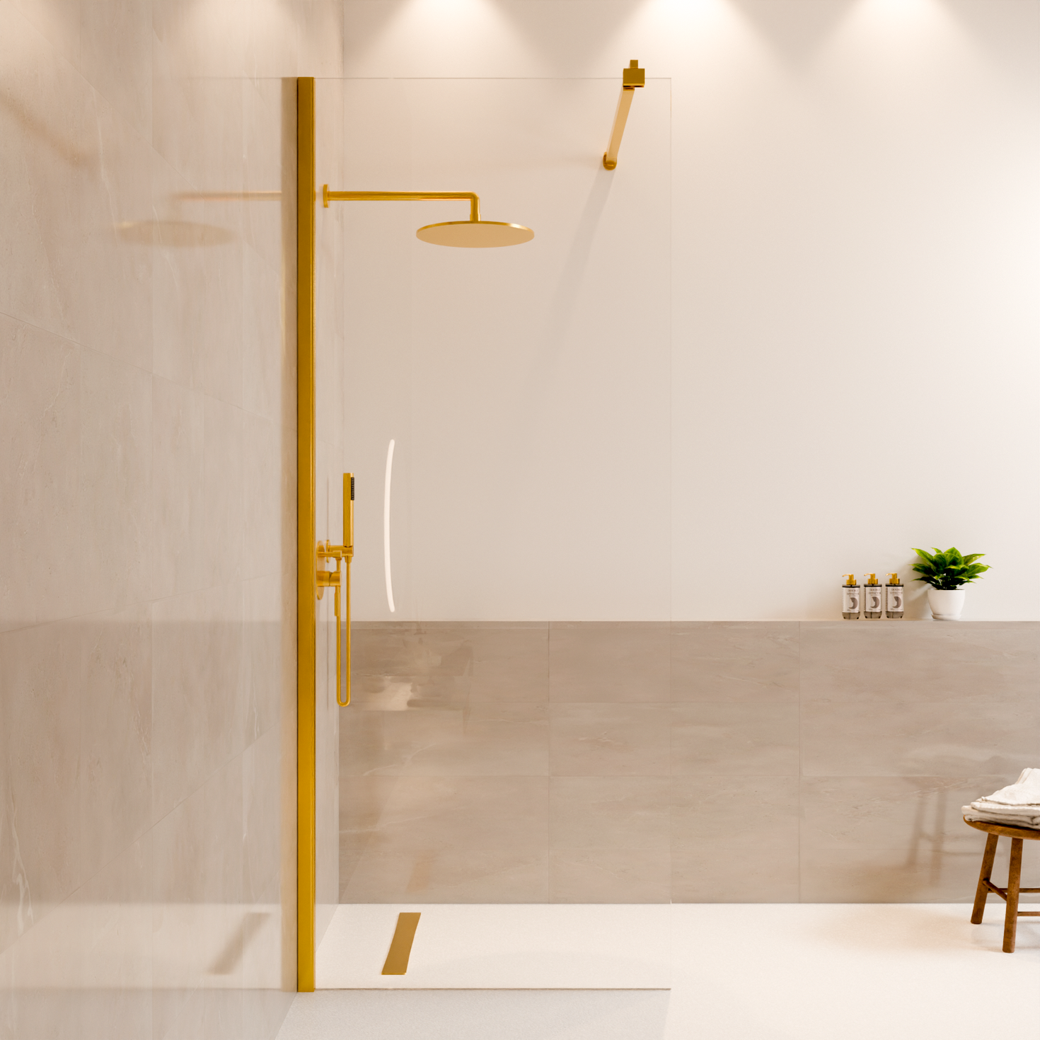 Duschwand Lima 80 x 200 cm – Glänzendes Gold – Nano-Beschichtung