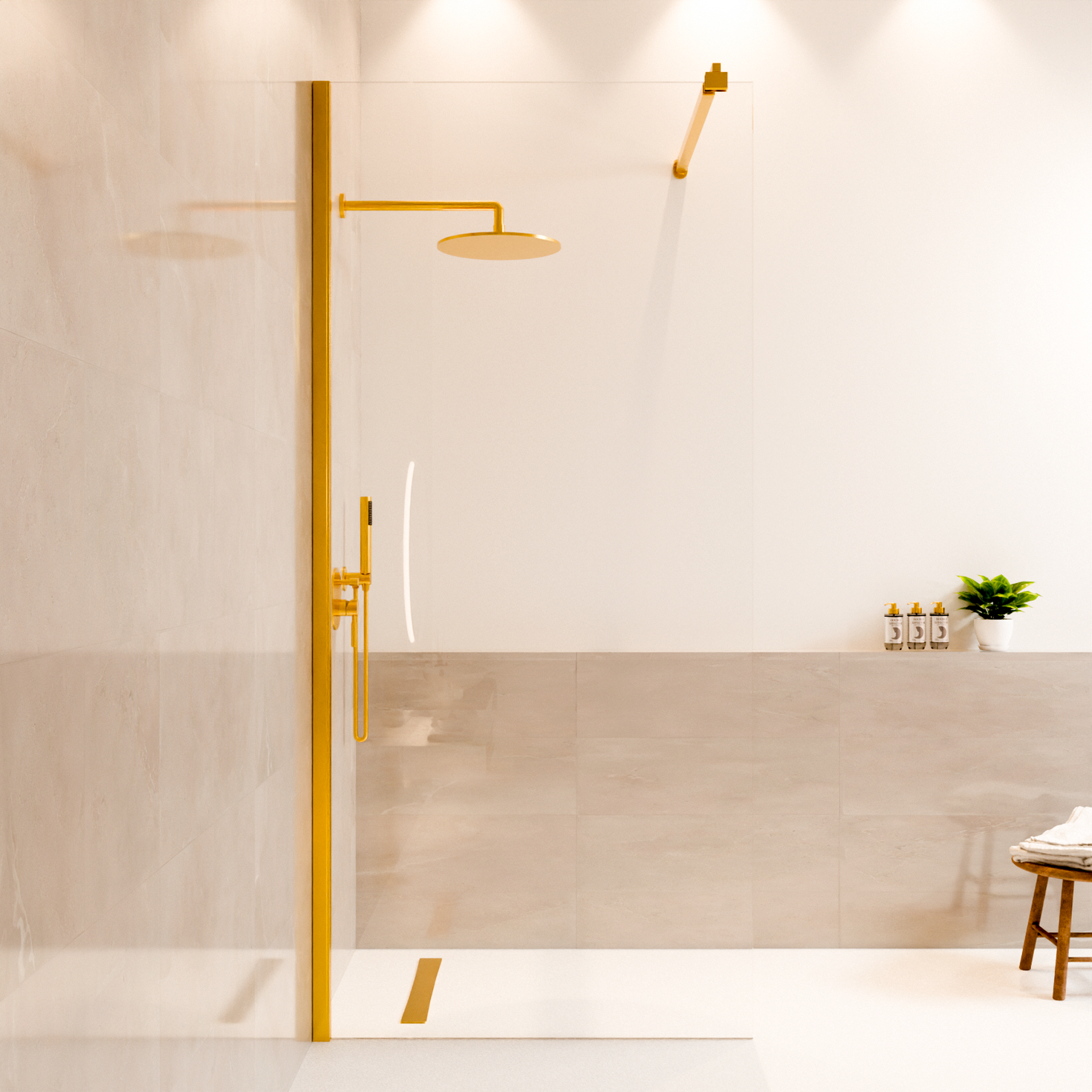 Duschwand Lima 90 x 200 cm – Glänzendes Gold – Nano-Beschichtung