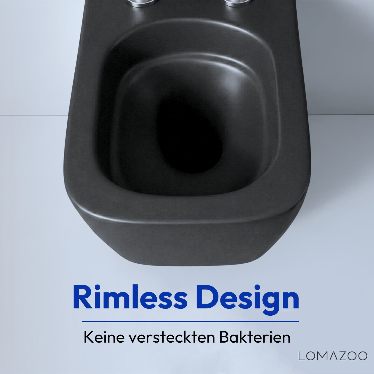 Hangtoilet met Inbouwreservoir - Vierkant Zwart - Drukplaat Vierkant Chroom - Linea - lomazoo.com