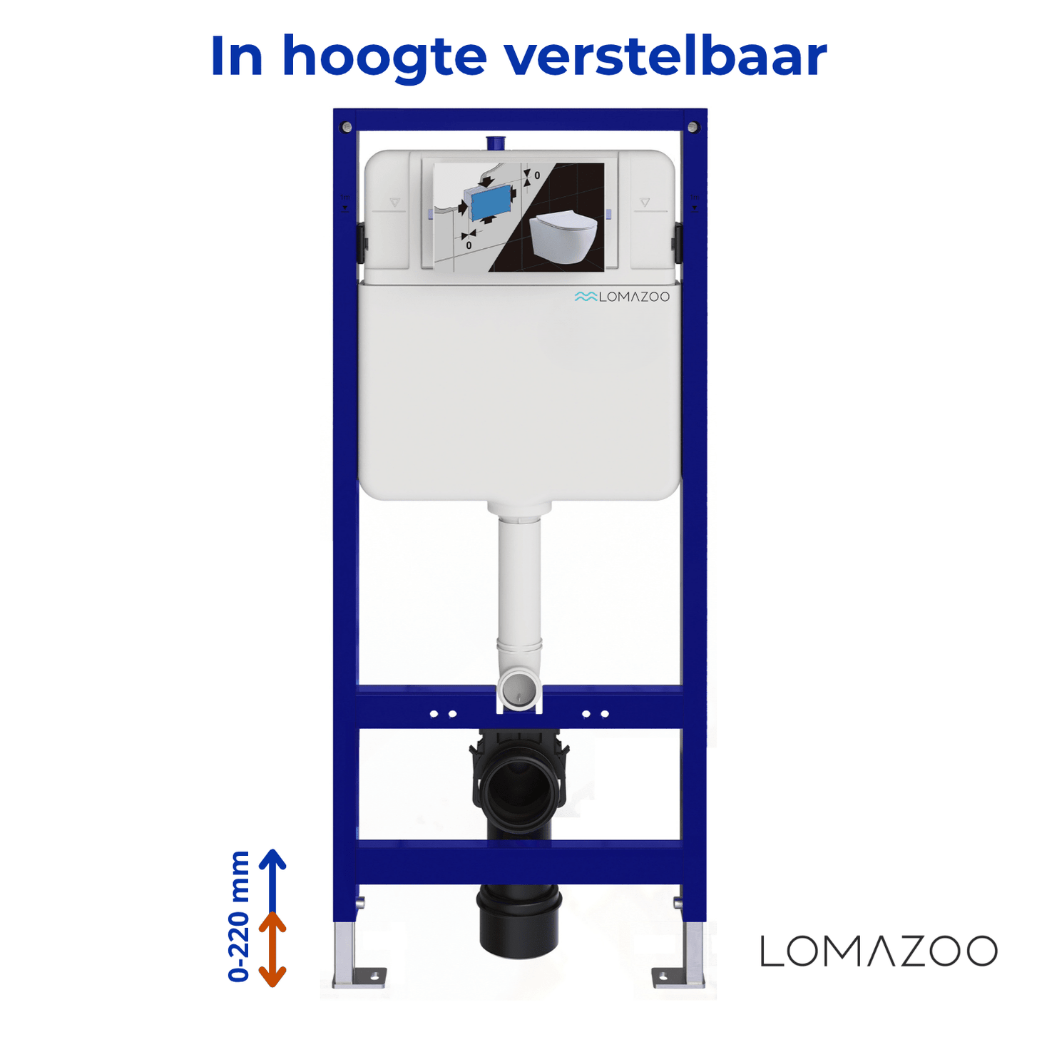 Hangtoilet met Inbouwreservoir - Vierkant Wit - Drukplaat Vierkant Wit - Linea - lomazoo.com