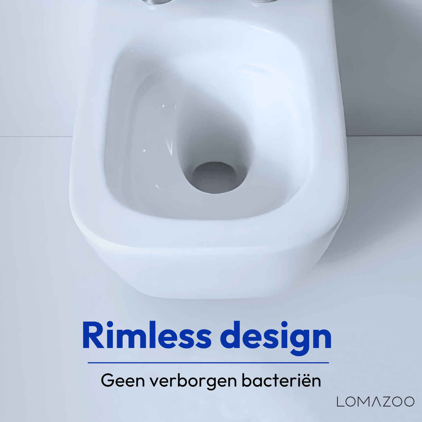 Hangtoilet met Inbouwreservoir - Vierkant Wit - Drukplaat Vierkant Chroom - Linea - lomazoo.com