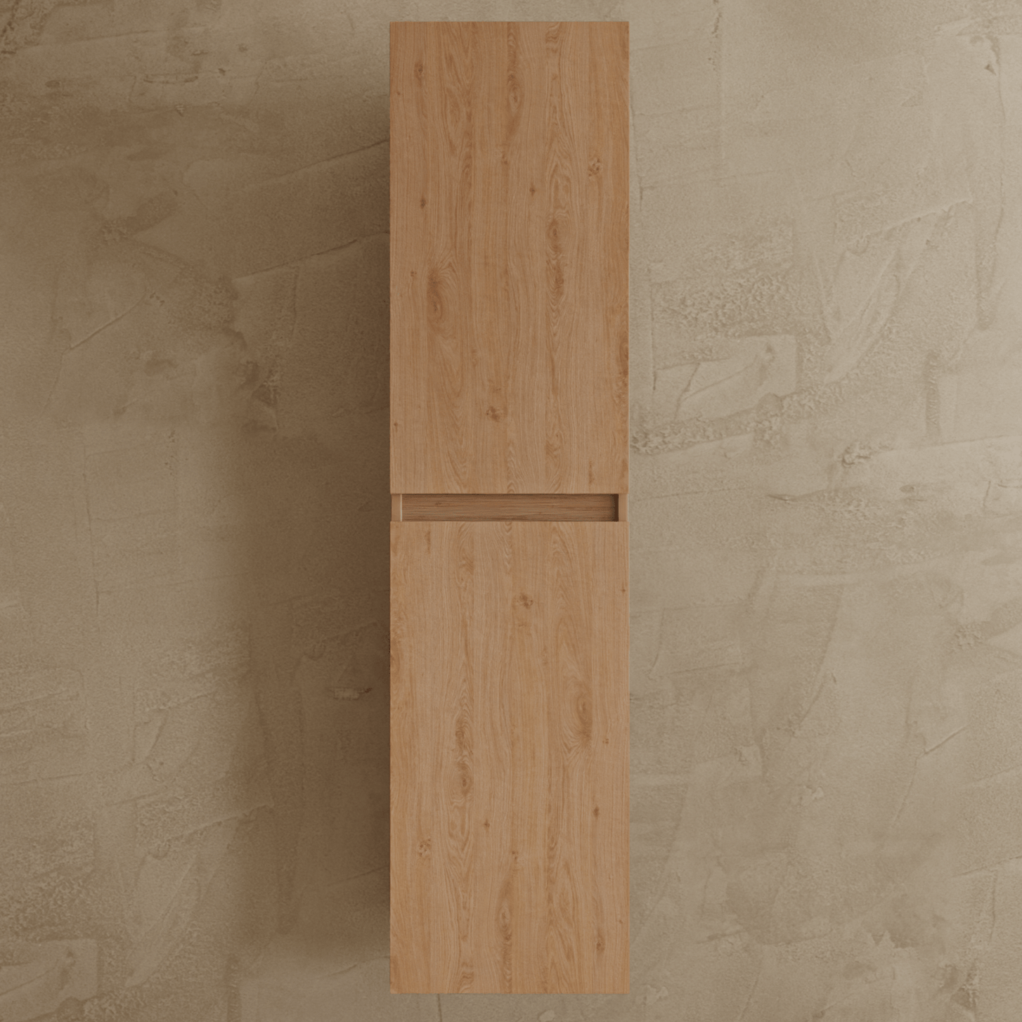 Badmeubelset VERONA 60 cm - Met Kolomkast - Licht Eiken - Wastafel Wit - lomazoo.com