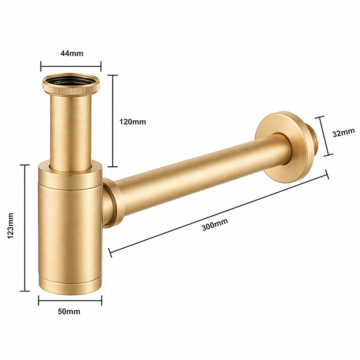 Waschbecken-Siphon 44 mm – Gold