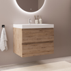 Mueble de baño suspendido MONACO roble claro - Lavabo blanco - 60cm