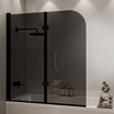 Badewannenwand Caracas 120 x 140 cm – Schwarz – Rauchglas – Nano-Beschichtung