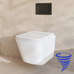 Hangtoilet met Inbouwreservoir - Vierkant Wit - Drukplaat Vierkant Zwart - Linea - lomazoo.com